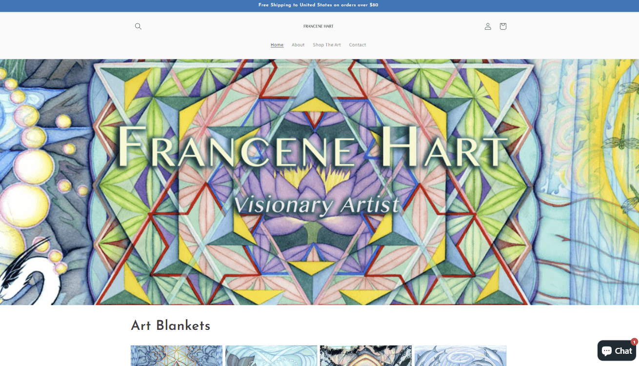 Screenshot of the Francene Hart Visionary Artist website